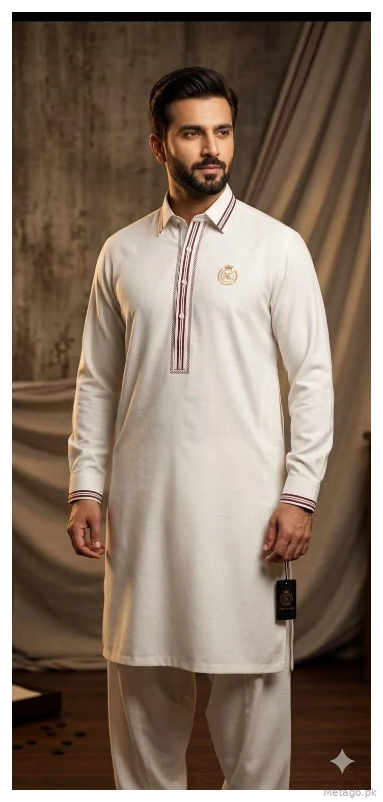 White Khaddar Men Suit Fabric 3.5m