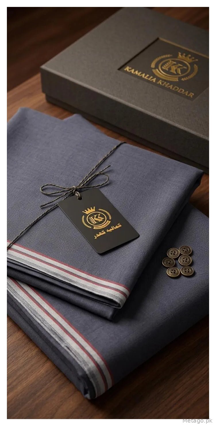 Grey Khaddar Men Suit Summer Cotton Fabric