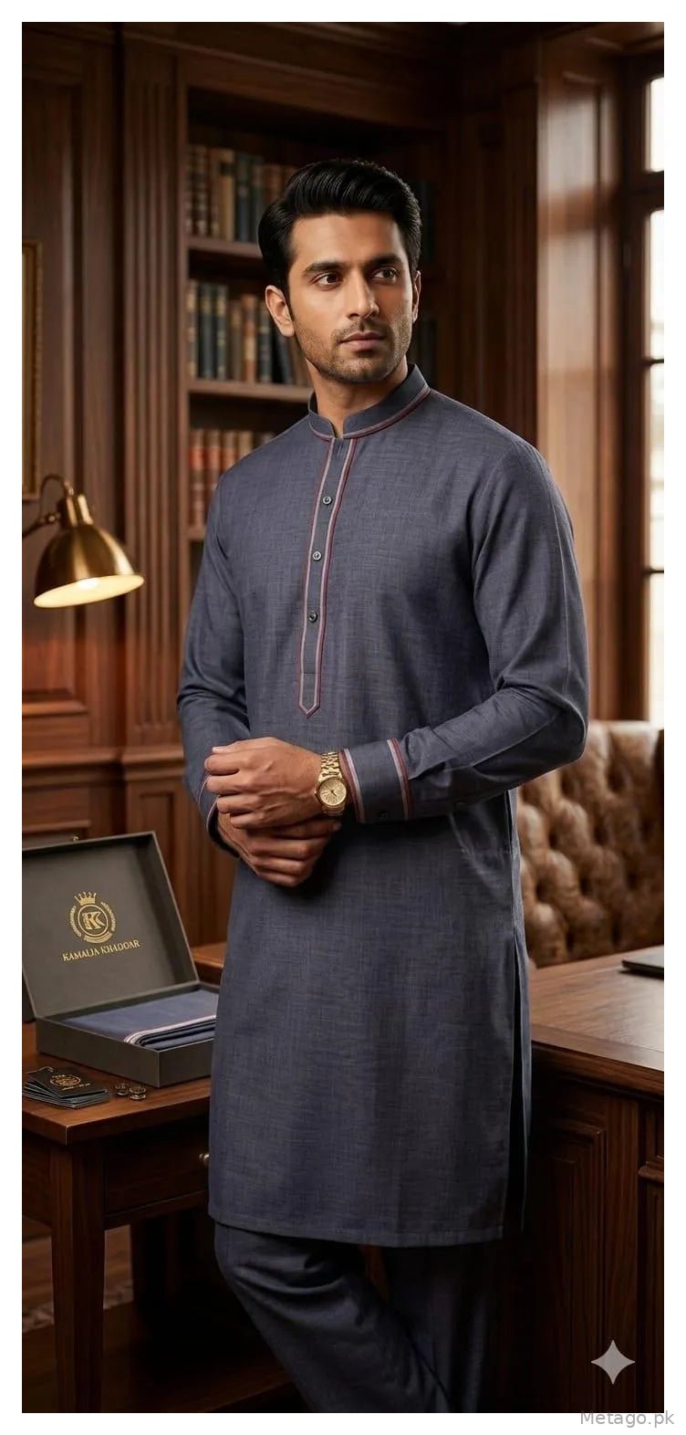 Grey Khaddar Men Suit Summer Cotton Fabric