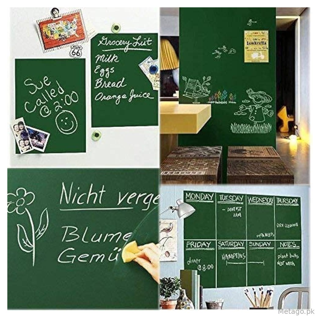 Green Chalkboard Sticker 16x36 Inch with 5 Chalks