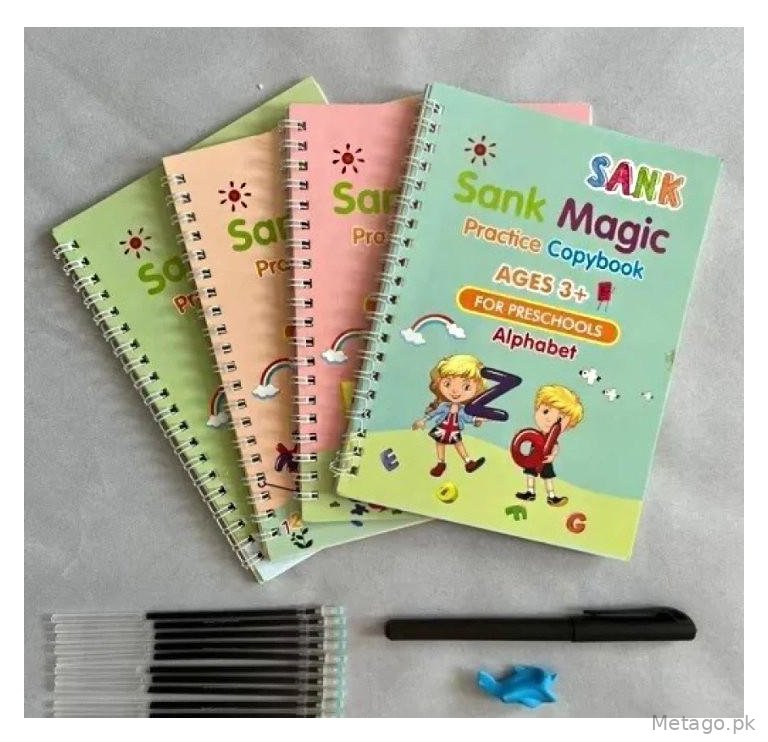4 Pcs Magic Practice Copybook Set for Kids Ages 3+ with Pen & Refills