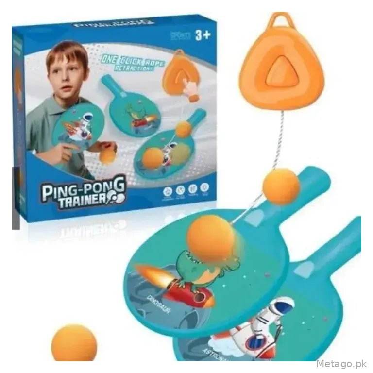 Indoor & Outdoor Table Tennis Trainer Set | Hanging Ping Pong Practice Toy with 1 Racket & Adjustable Ball | Portable Solo Training Game for Kids