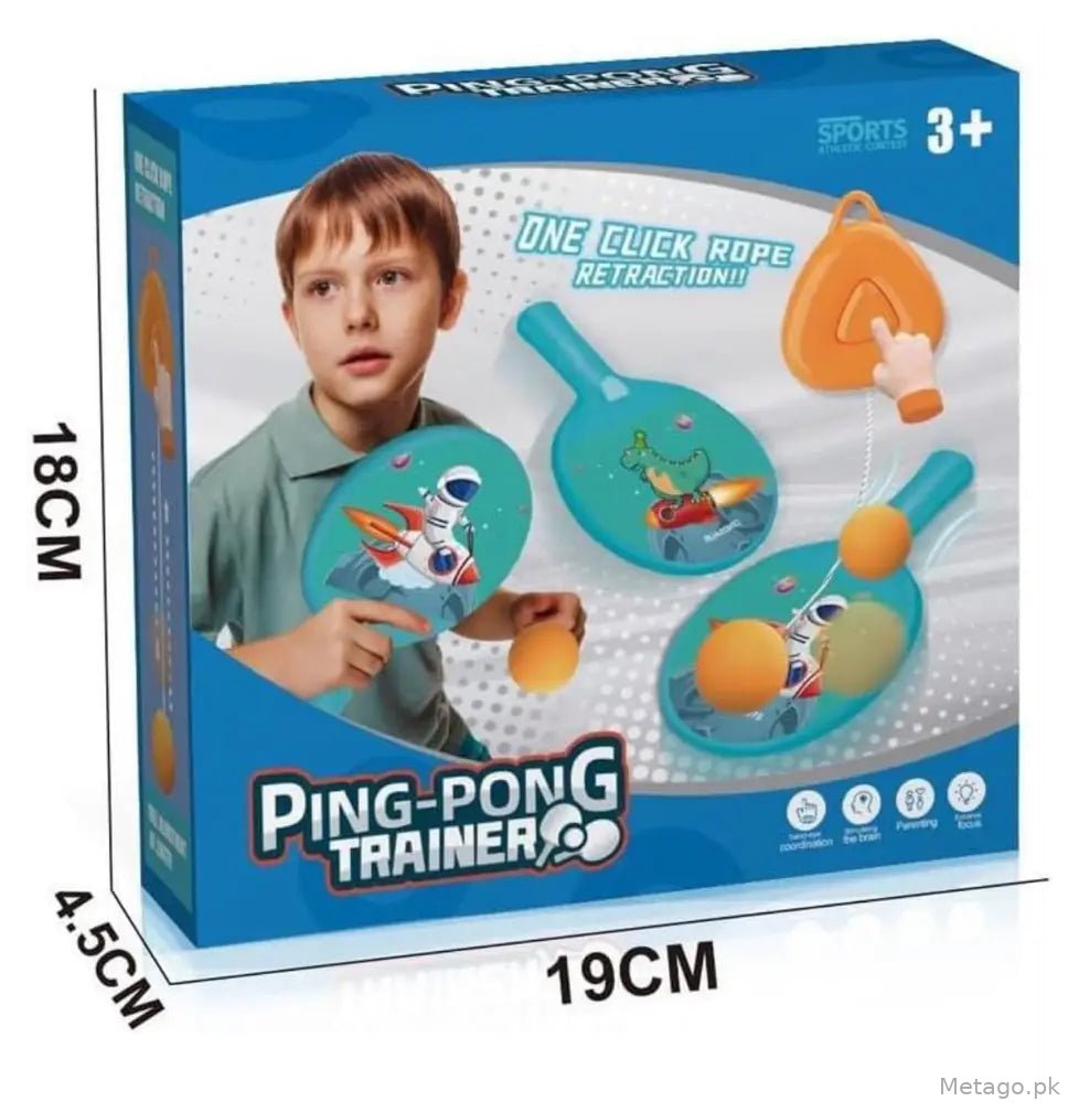 Indoor & Outdoor Table Tennis Trainer Set | Hanging Ping Pong Practice Toy with 1 Racket & Adjustable Ball | Portable Solo Training Game for Kids