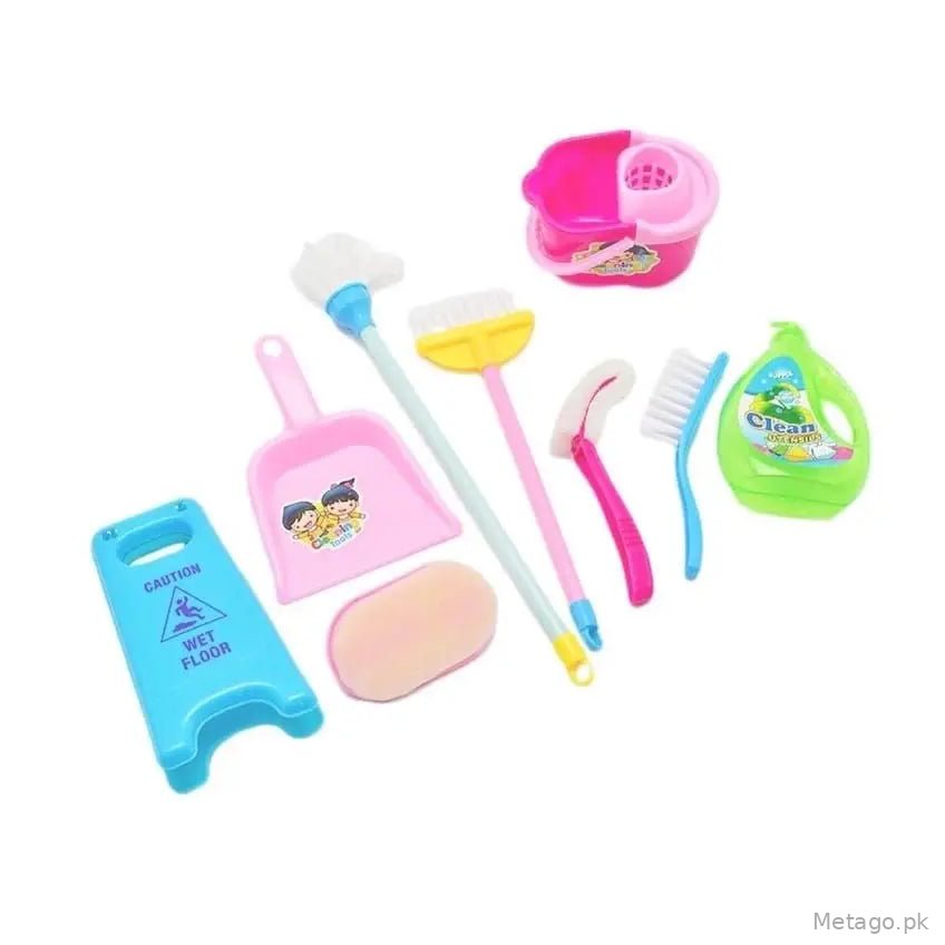 Kids Cleaning Trolley Play Set | Pretend Play Housekeeping Cart with Cleaning Accessories | Role Play Educational Cleaning Toy for Boys & Girls