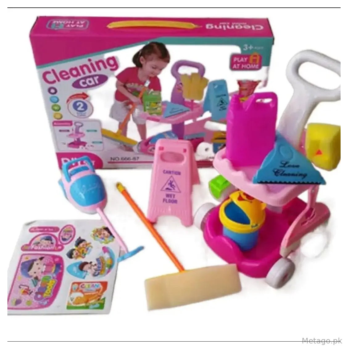 Kids Cleaning Trolley Play Set | Pretend Play Housekeeping Cart with Cleaning Accessories | Role Play Educational Cleaning Toy for Boys & Girls