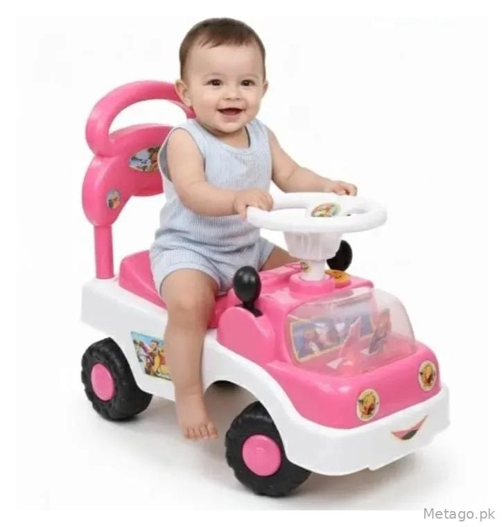 Pink Kids Riding Car with Music & Lights