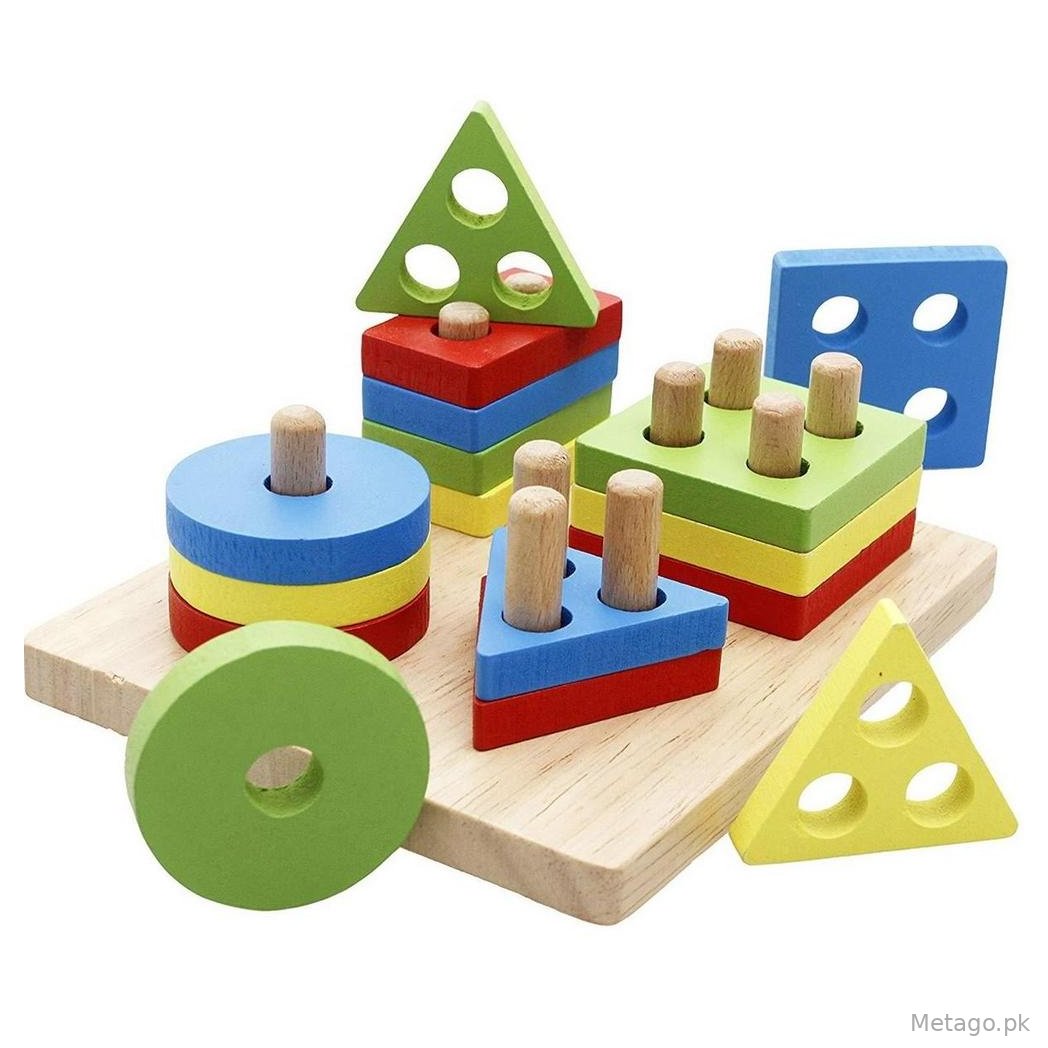 Wooden Shapes Sorter Toy for Kids Educational Play