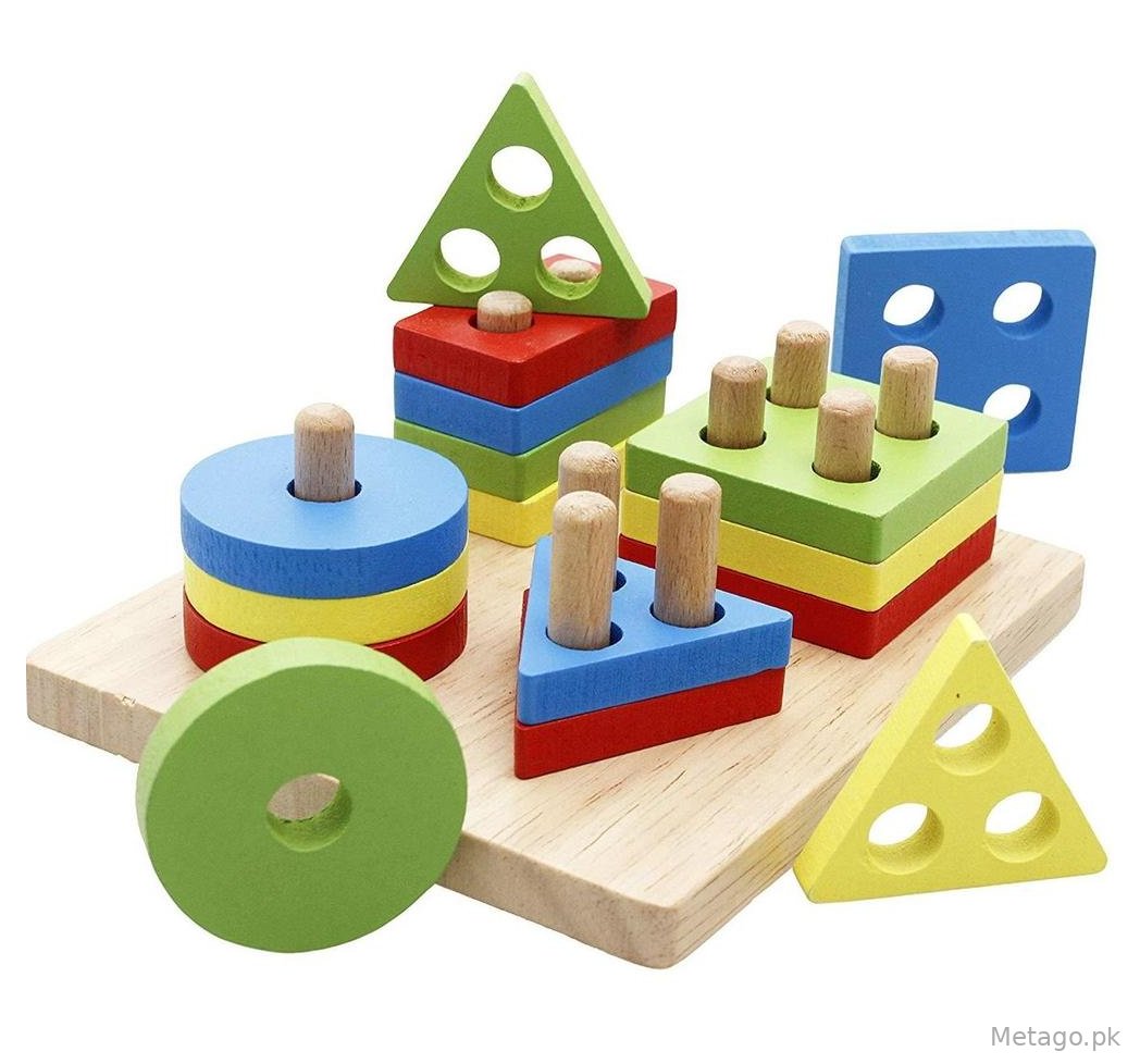 Wooden Shapes Sorter Toy for Kids Educational Play