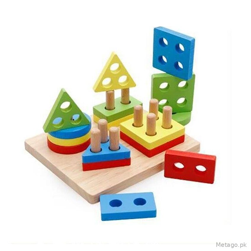 Wooden Shapes Sorter Toy for Kids Educational Play
