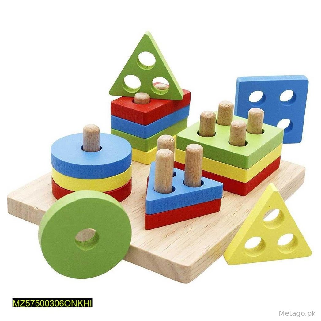 Wooden Shapes Sorter Toy for Kids Educational Play