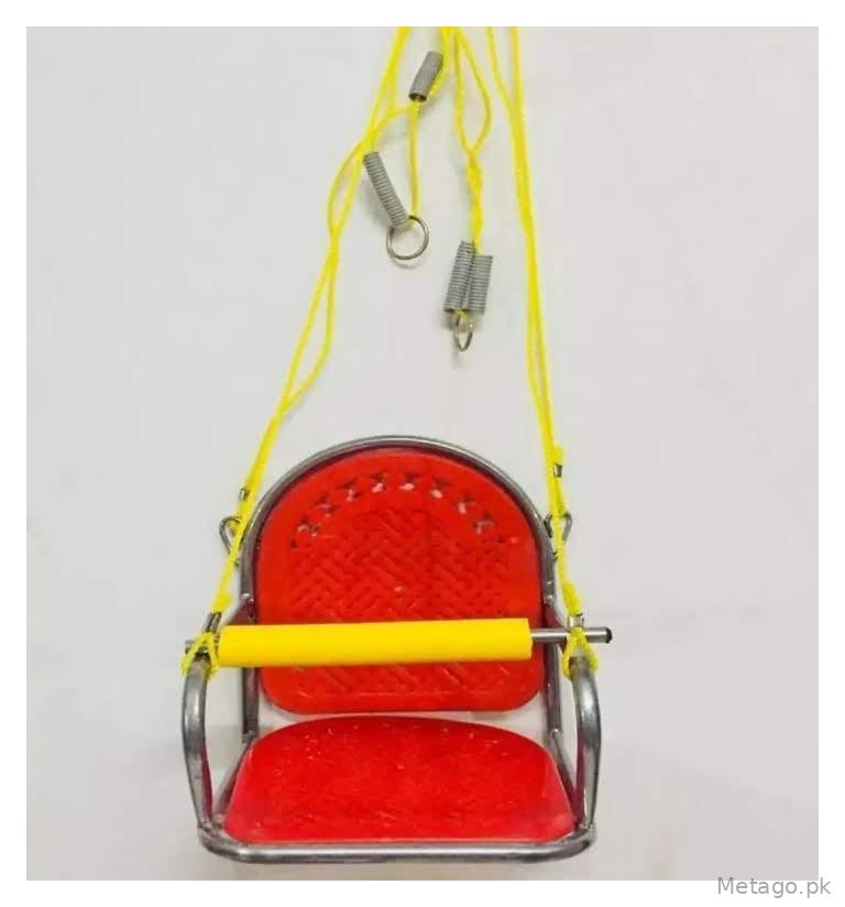 Metal Safety Swing for Kids with Red Seat & Yellow Bar