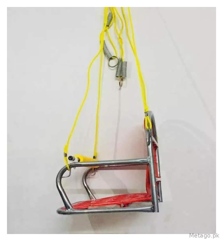 Metal Safety Swing for Kids with Red Seat & Yellow Bar