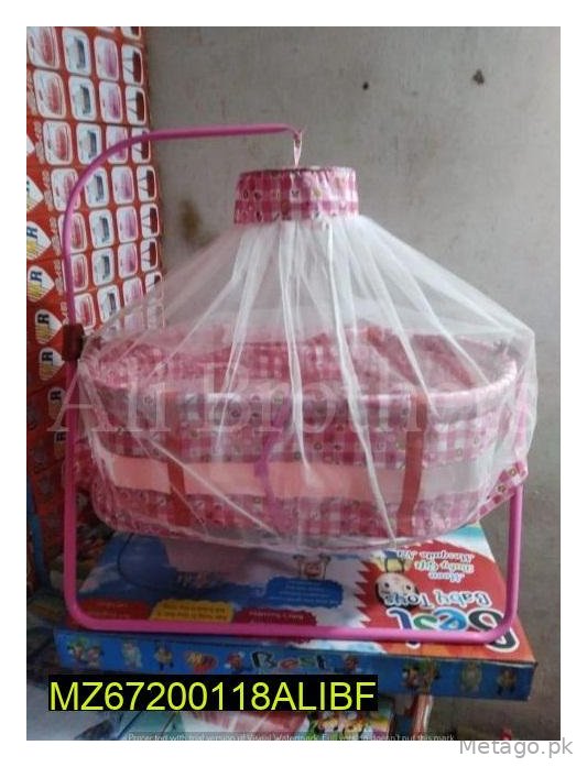 Pink Metal Kid's Swing with Mosquito Net