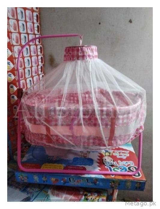 Pink Metal Kid's Swing with Mosquito Net