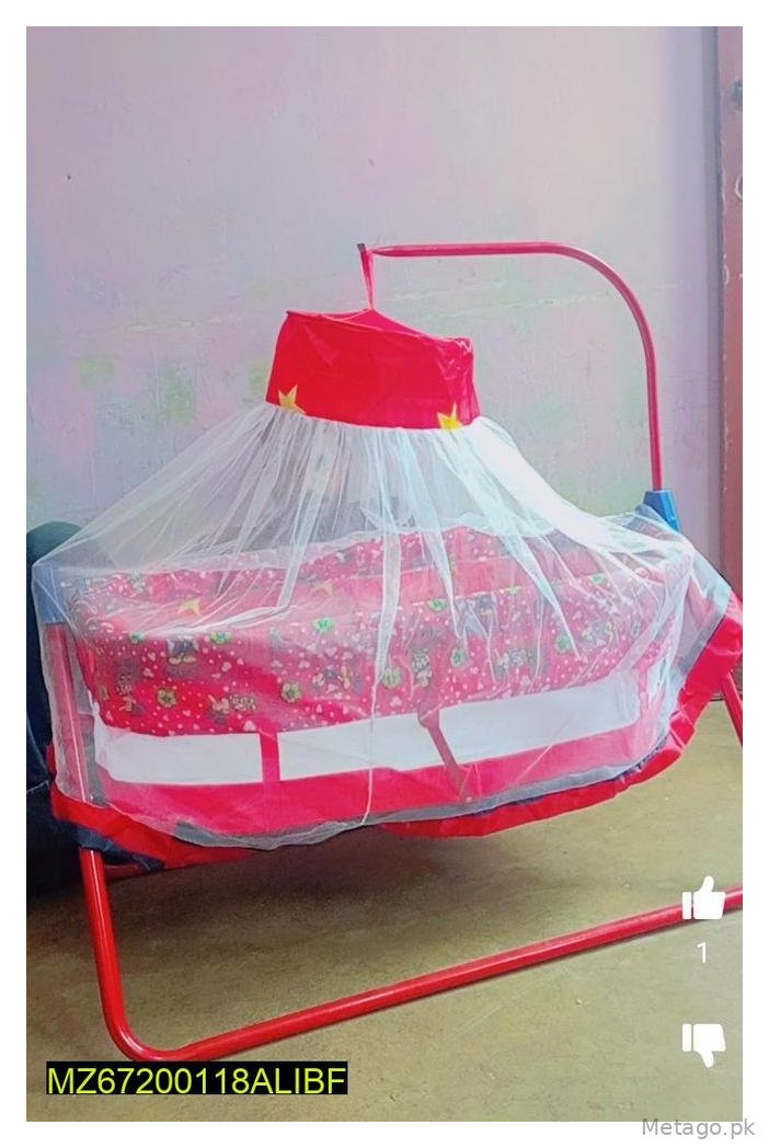 Pink Metal Kid's Swing with Mosquito Net
