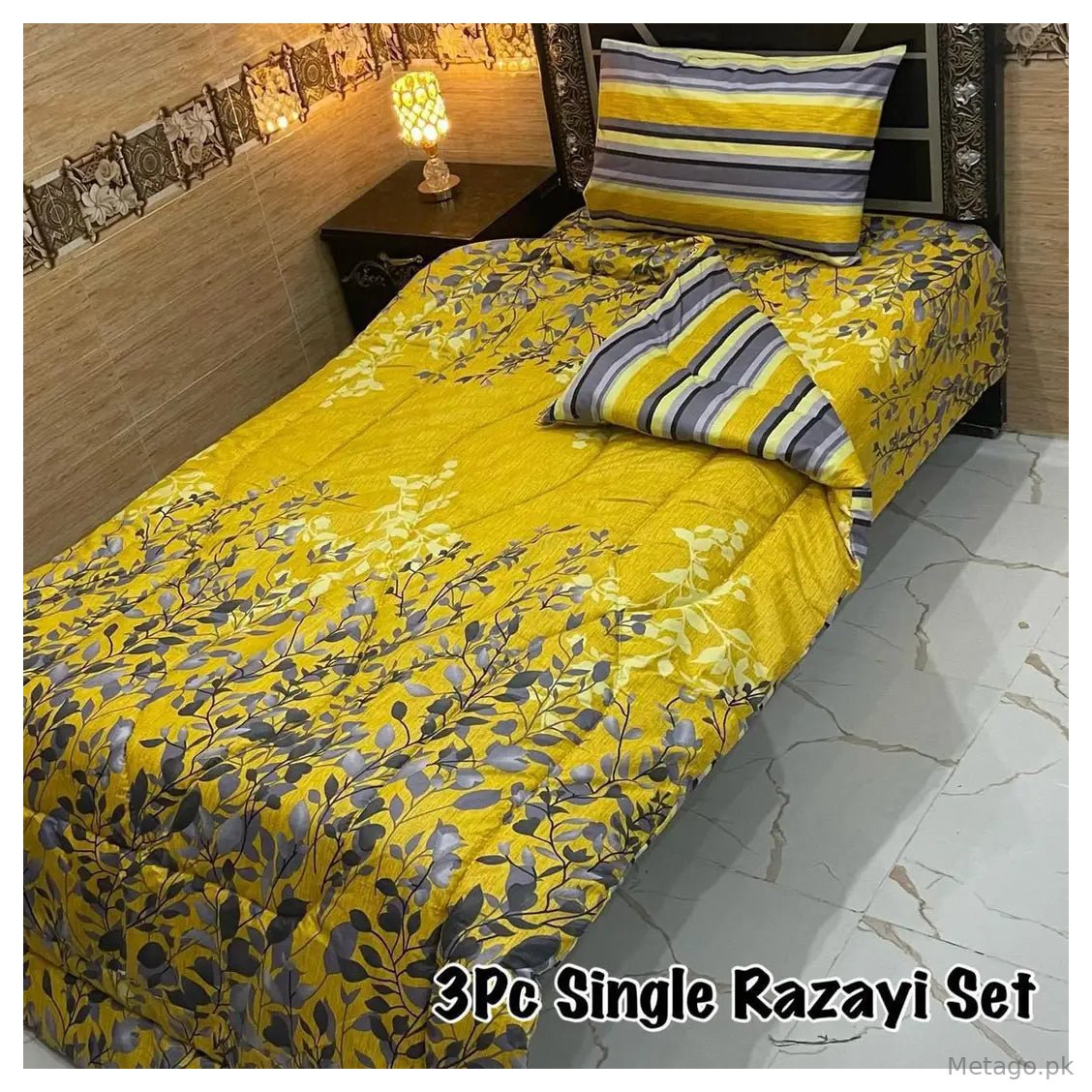 3 Pcs Cotton Salonica Printed Razai Set