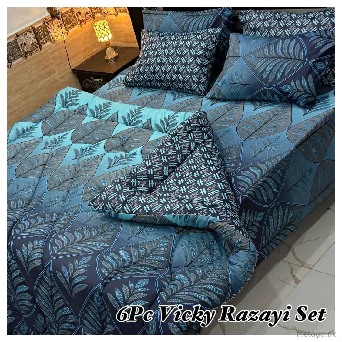 6 Pcs Cotton Salonica Printed Razai Set