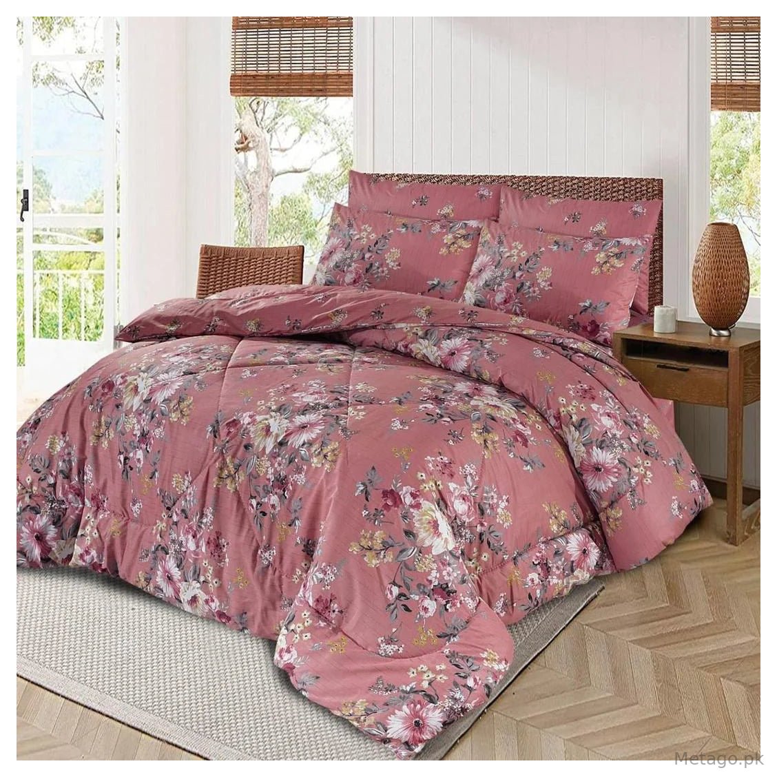 Luxurious 6 Pcs Cotton Salonica Printed Razai Set