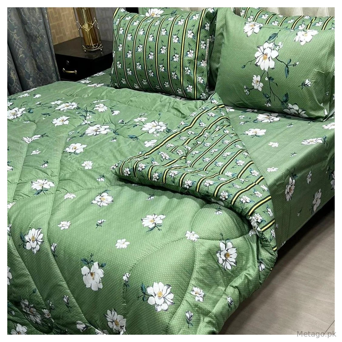 Stylish 6 Pcs Cotton Salonica Printed Razai Set