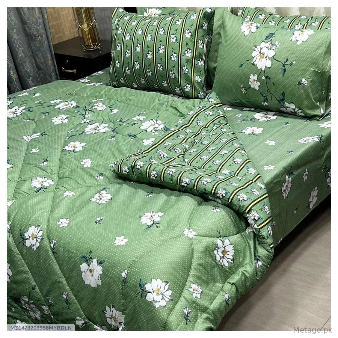 Stylish 6 Pcs Cotton Salonica Printed Razai Set