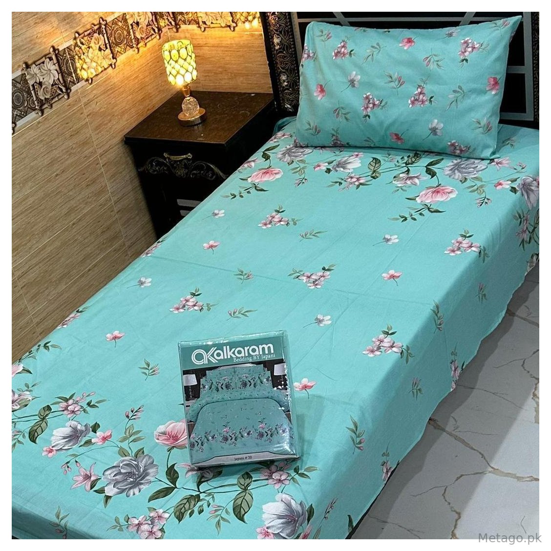 Single Bed Mix Cotton Floral Blue Linen Set