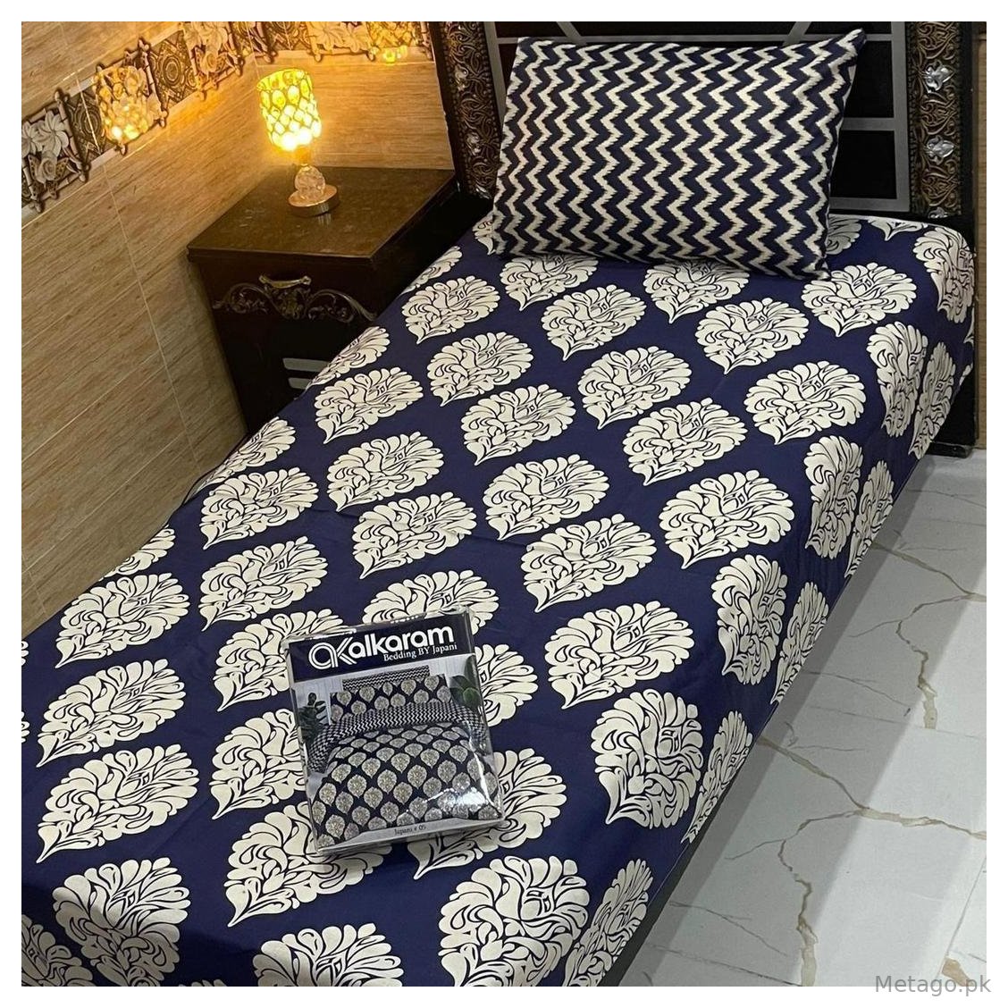 Cotton Salonica Bedsheet Set Blue Floral Single Bed