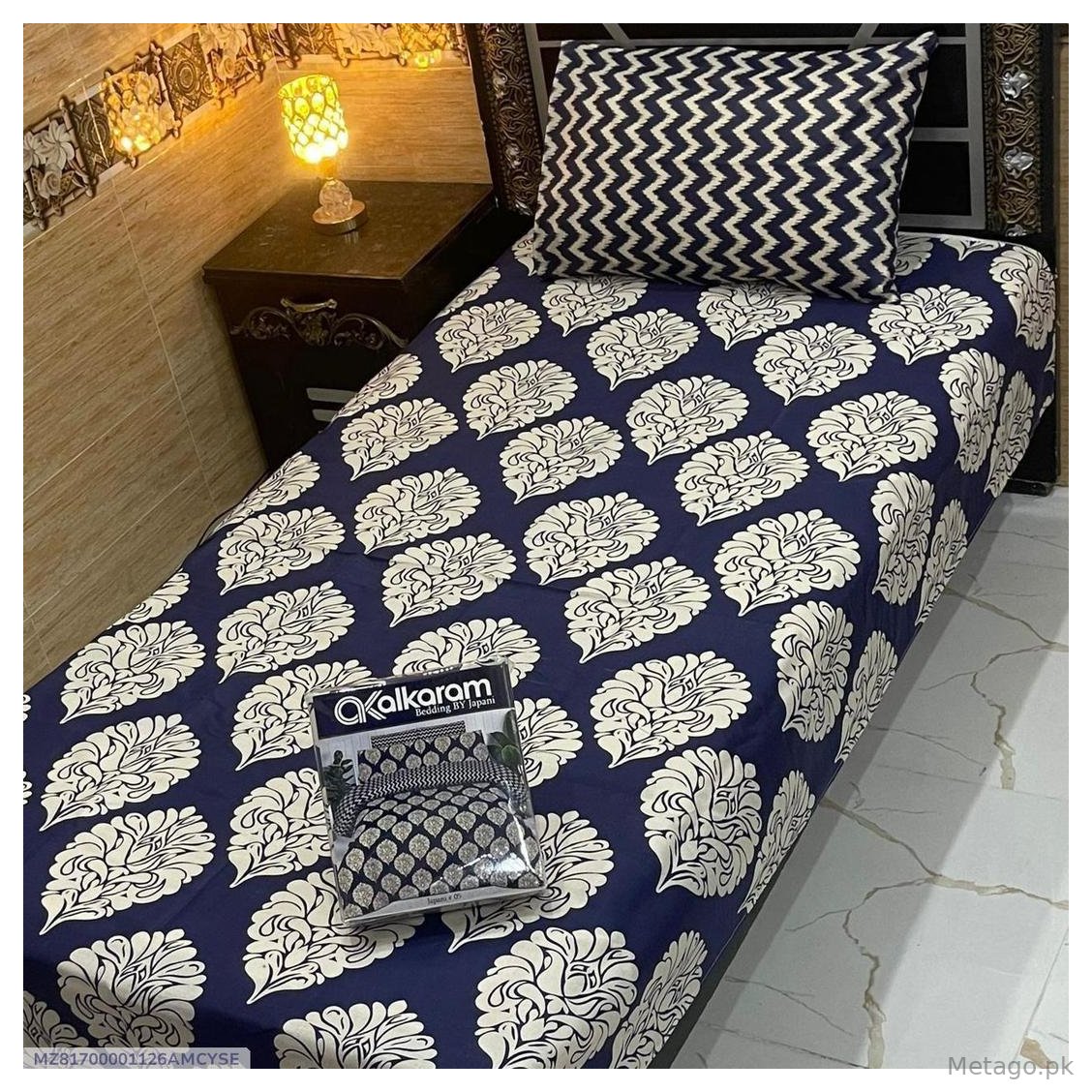 Cotton Salonica Bedsheet Set Blue Floral Single Bed