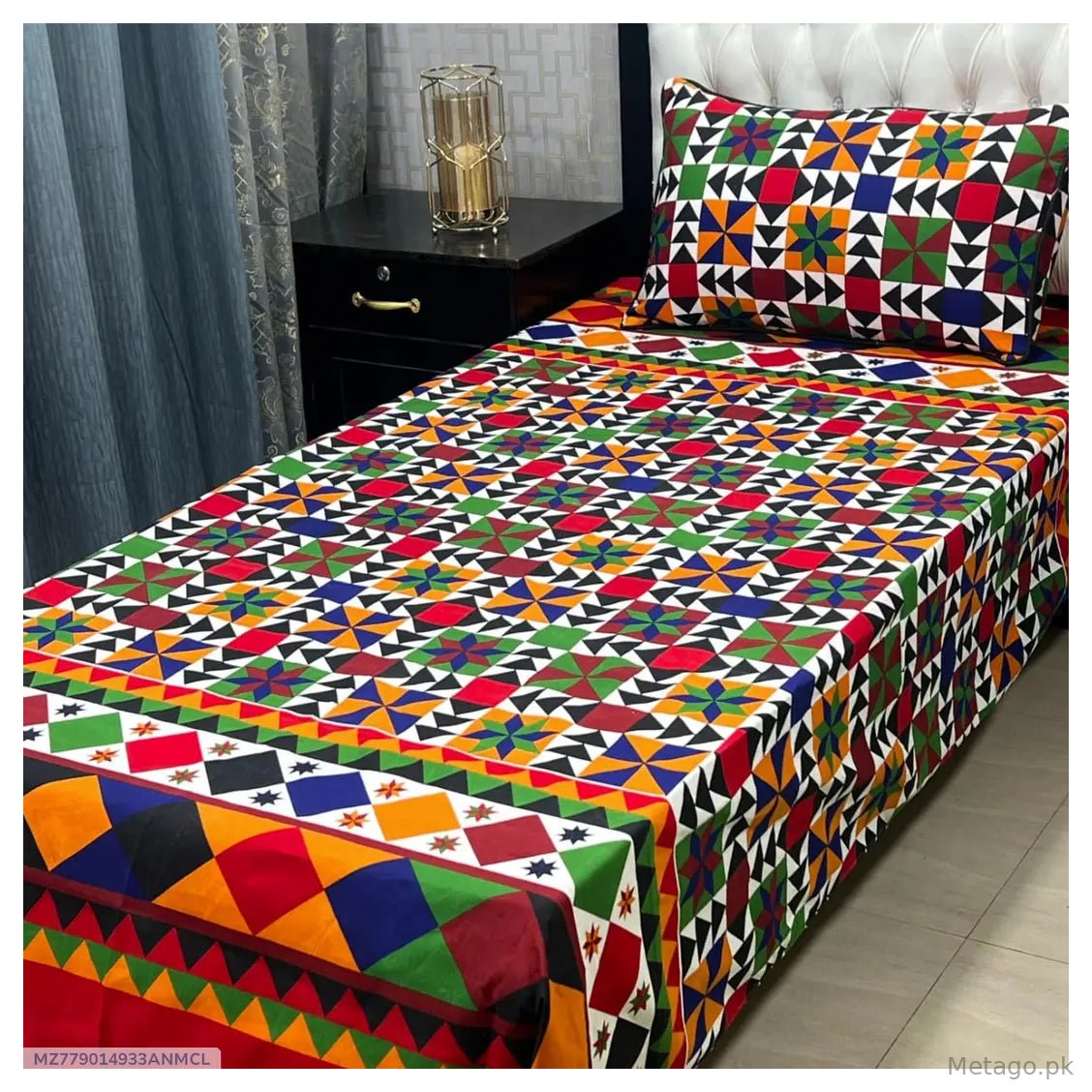 2 Pcs Crystal Cotton Printed Single Bedsheet