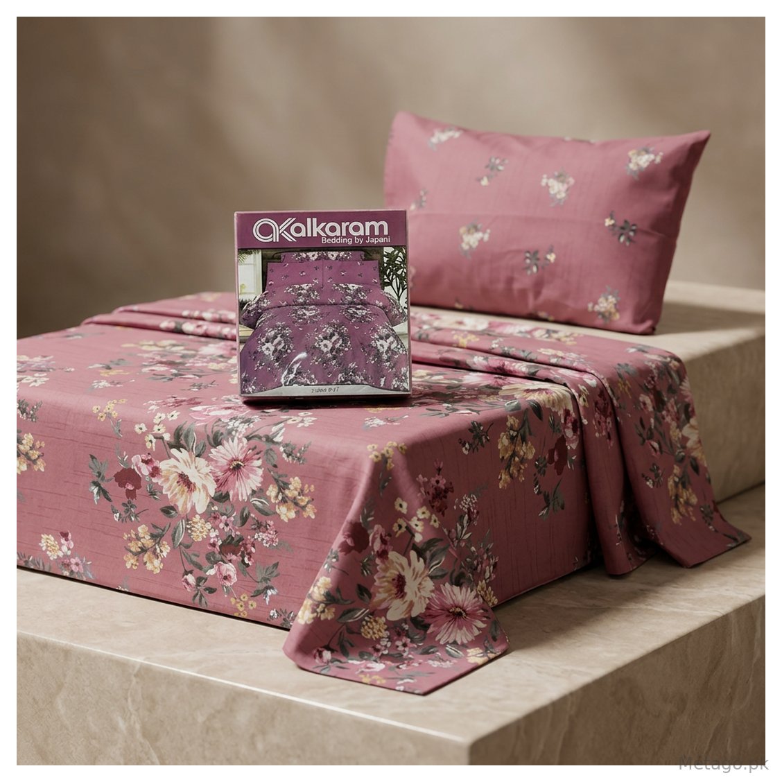 Pink Floral Mix Cotton Bedsheet Set Single Bed