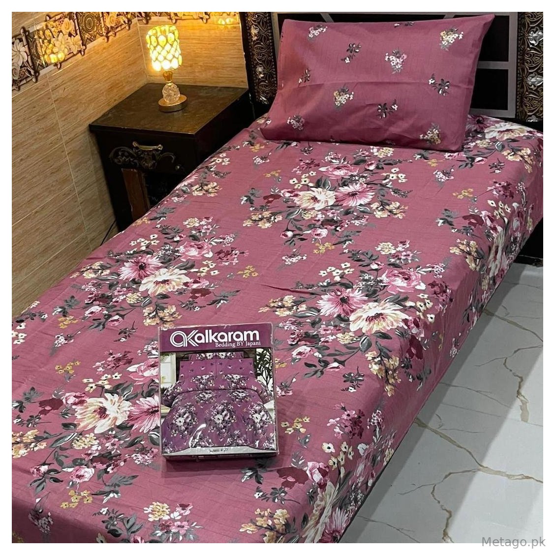 Pink Floral Mix Cotton Bedsheet Set Single Bed