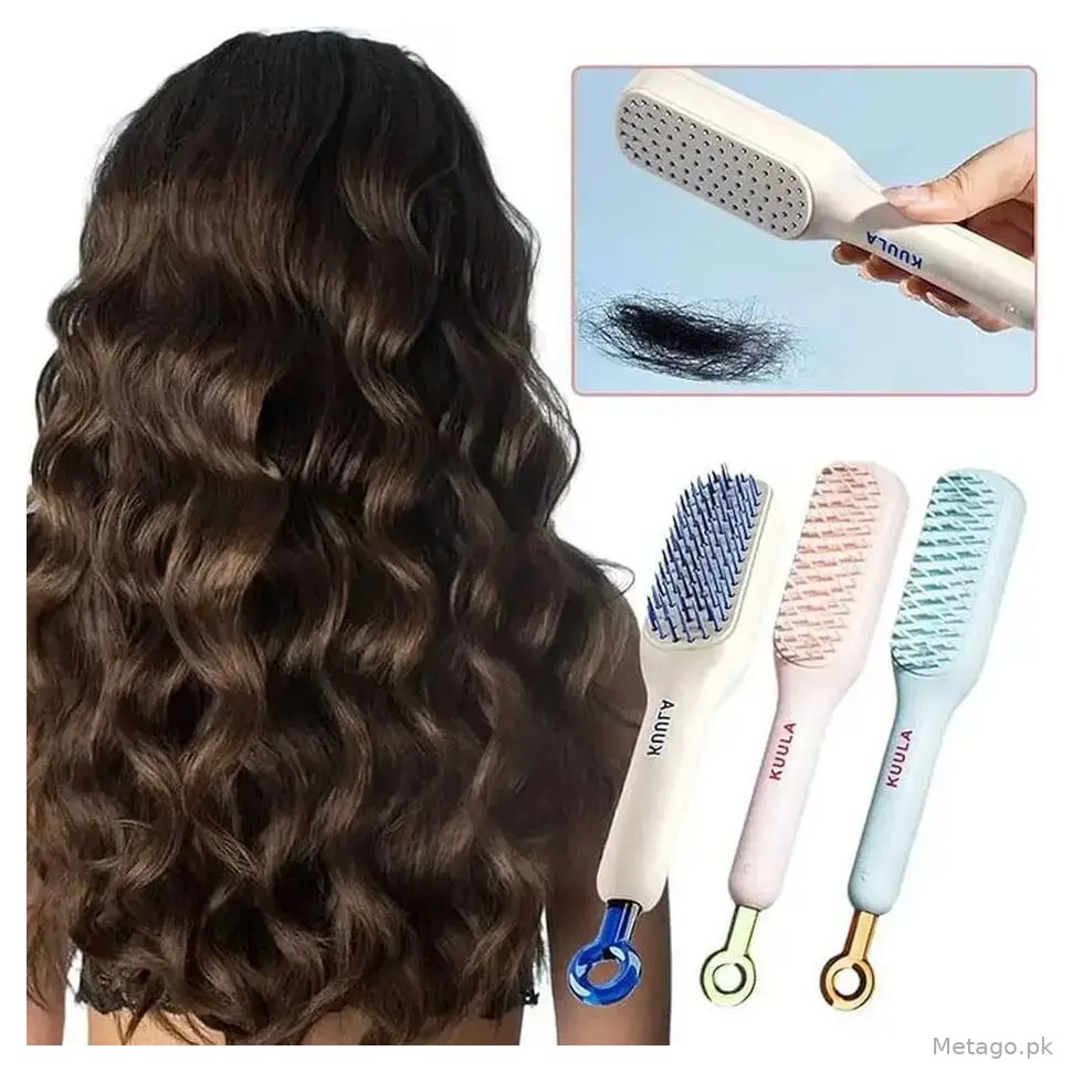 (Pack of 2) Self Cleaning Hair Brush