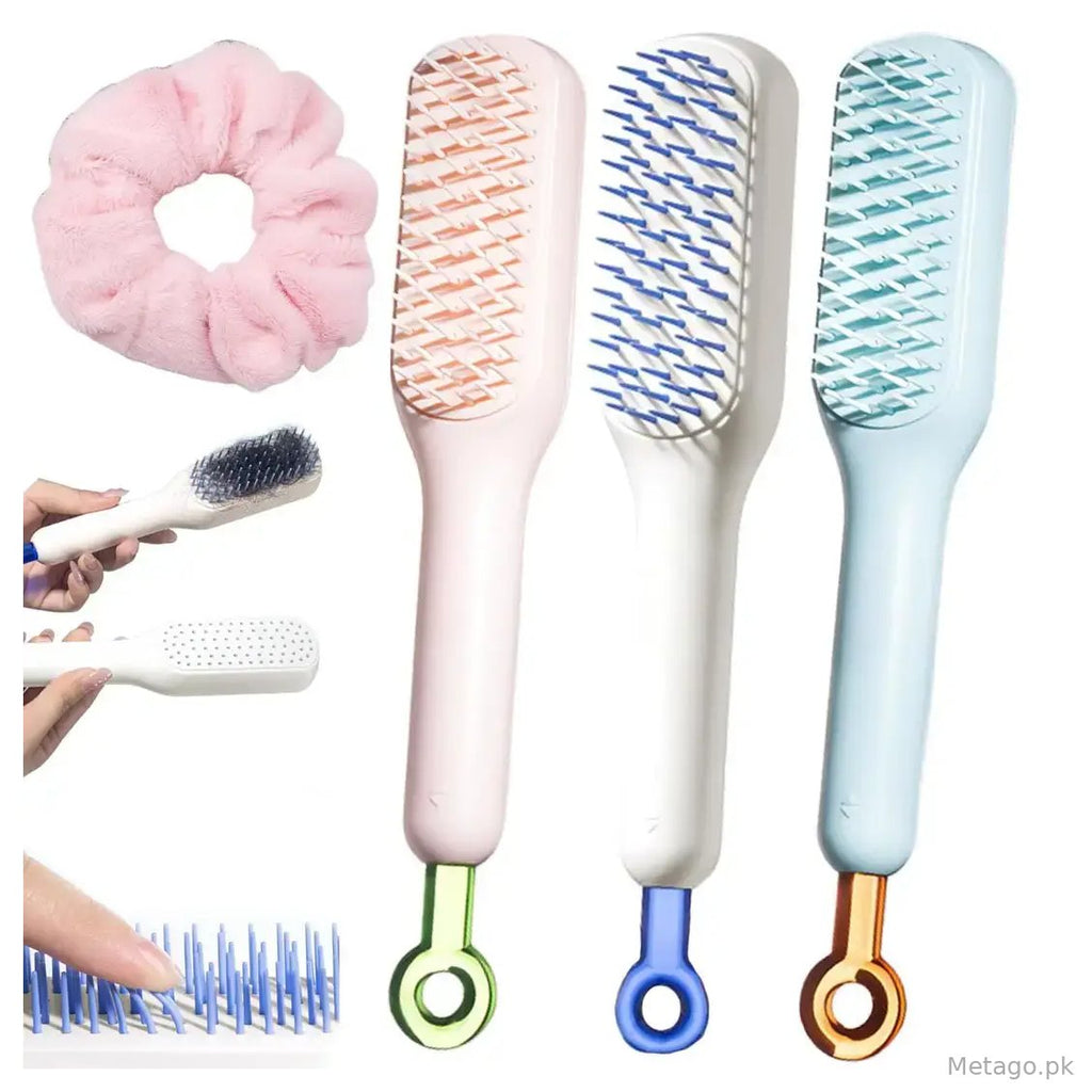(Pack of 2) Self Cleaning Hair Brush