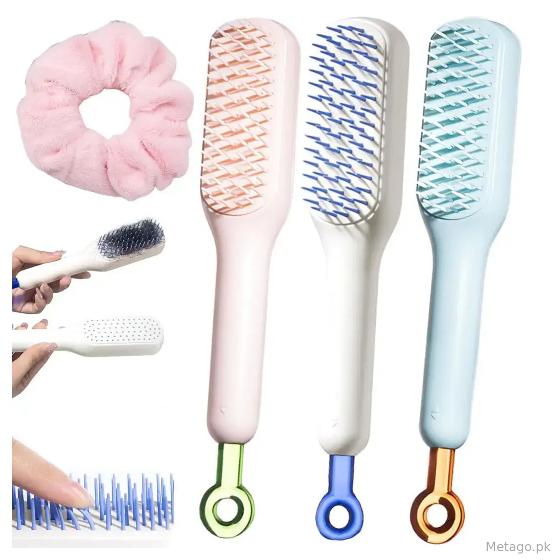(Pack of 2) Self Cleaning Hair Brush