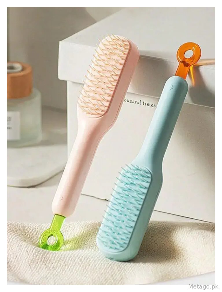 (Pack of 2) Self Cleaning Hair Brush