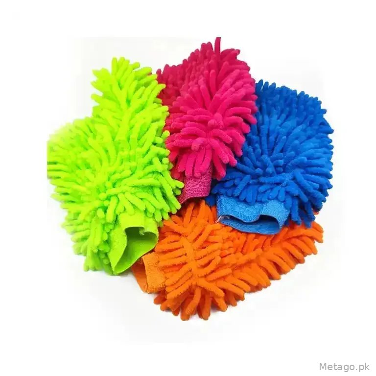 (Pack of 5) Double-sided Microfiber Washable Cleaning Gloves