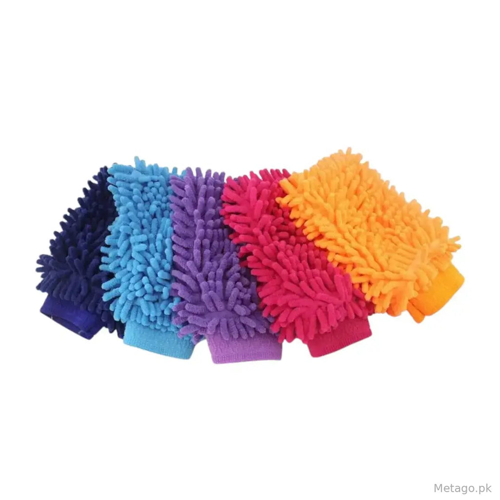 (Pack of 5) Double-sided Microfiber Washable Cleaning Gloves