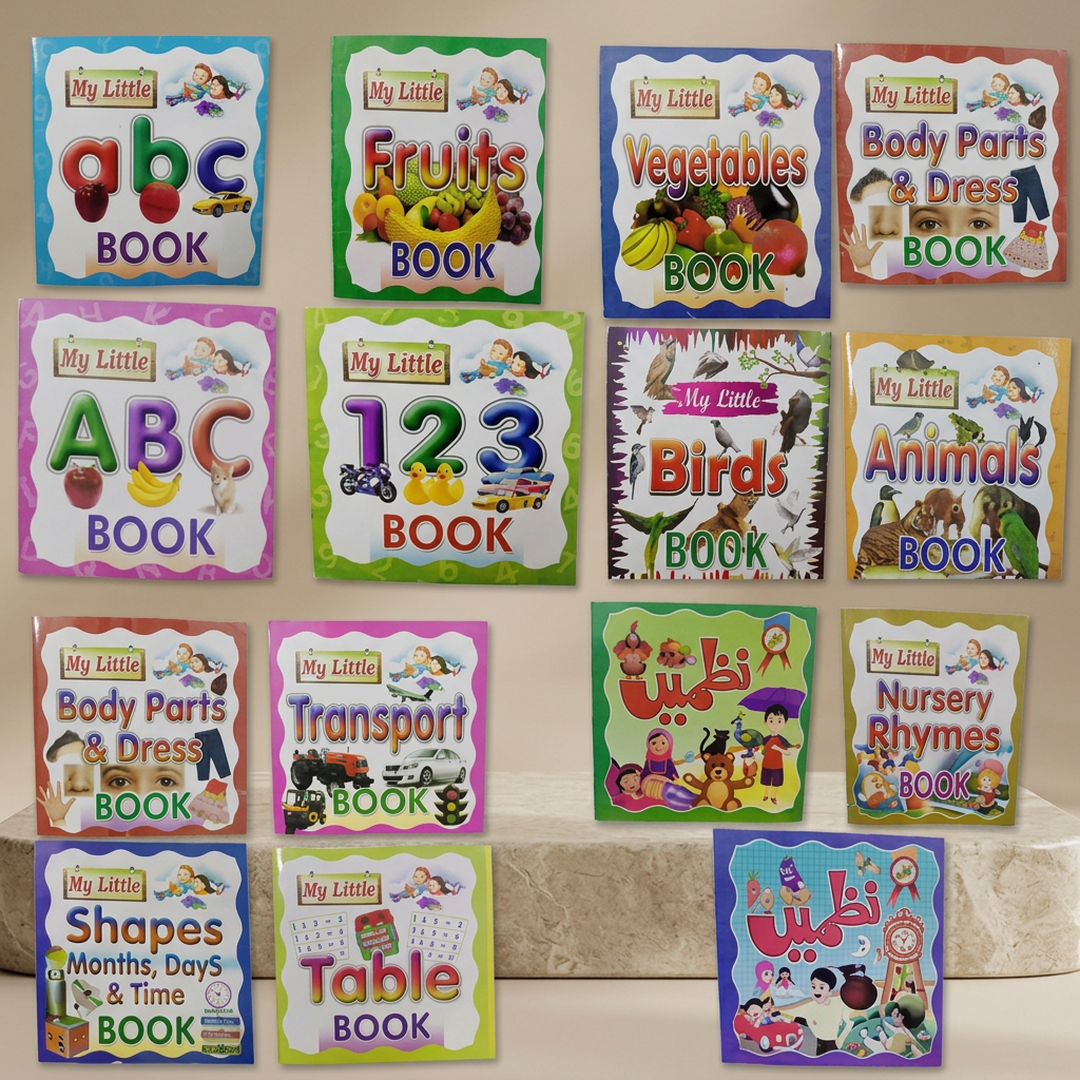Early Learning Book Set 10 Pcs ABC Numbers Fruits Animals Nursery Rhymes