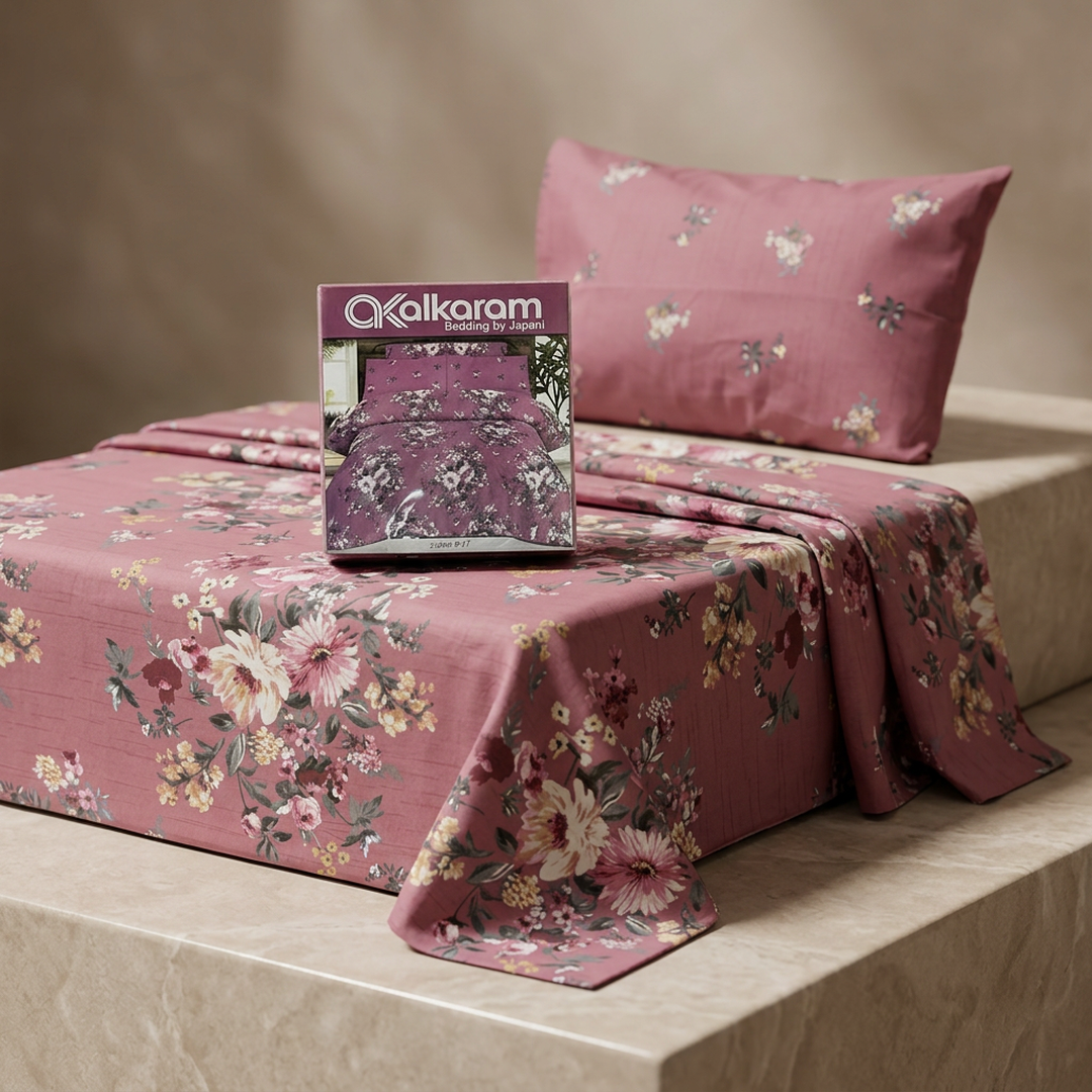 Pink Floral Mix Cotton Bedsheet Set Single Bed
