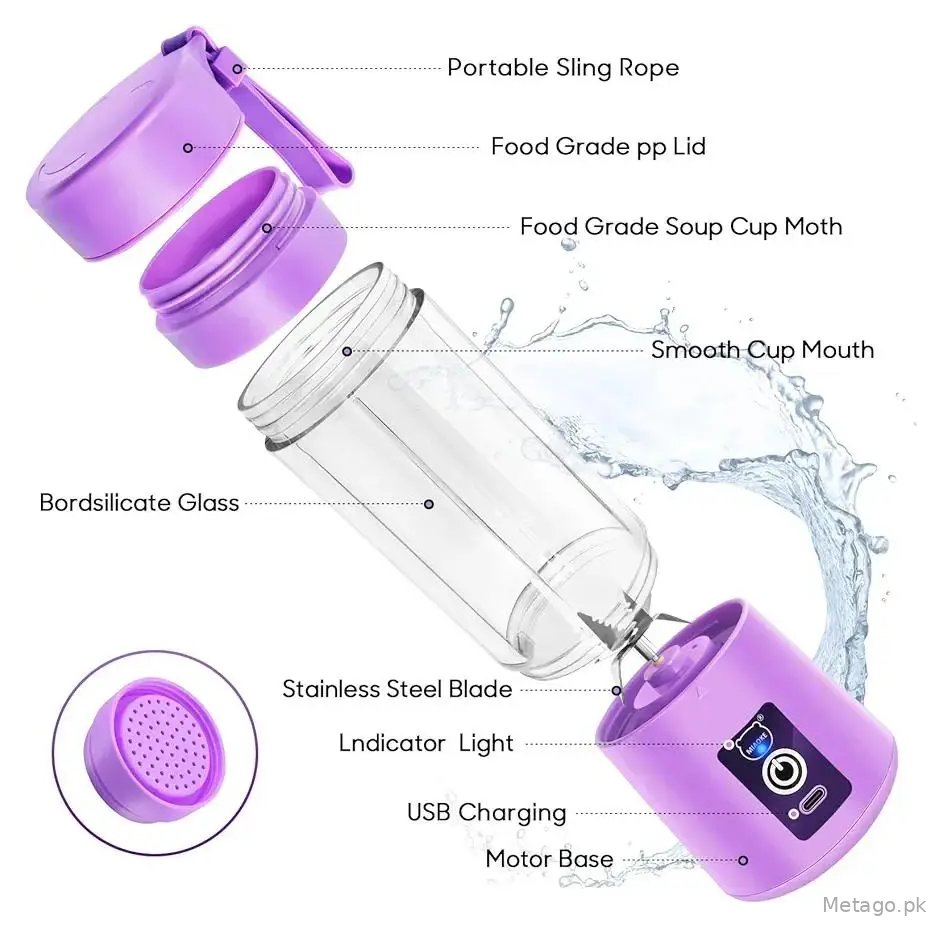 Portable Rechargeable 6 Blades Portable Juicer Blender