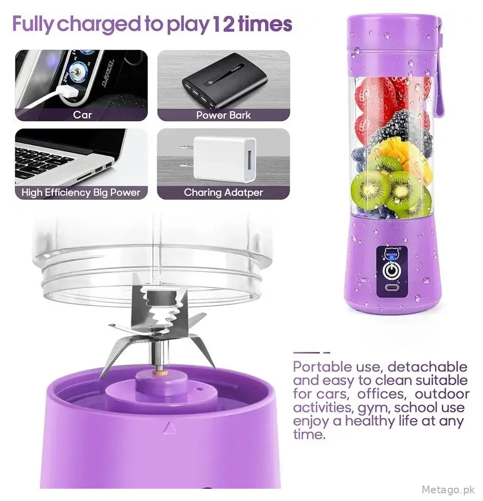 Portable Rechargeable 6 Blades Portable Juicer Blender