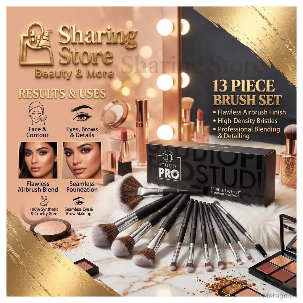Premium bh Studio Pro 13 Piece Professional Makeup Brush Set