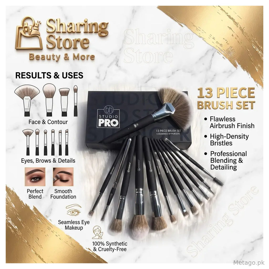 Premium bh Studio Pro 13 Piece Professional Makeup Brush Set