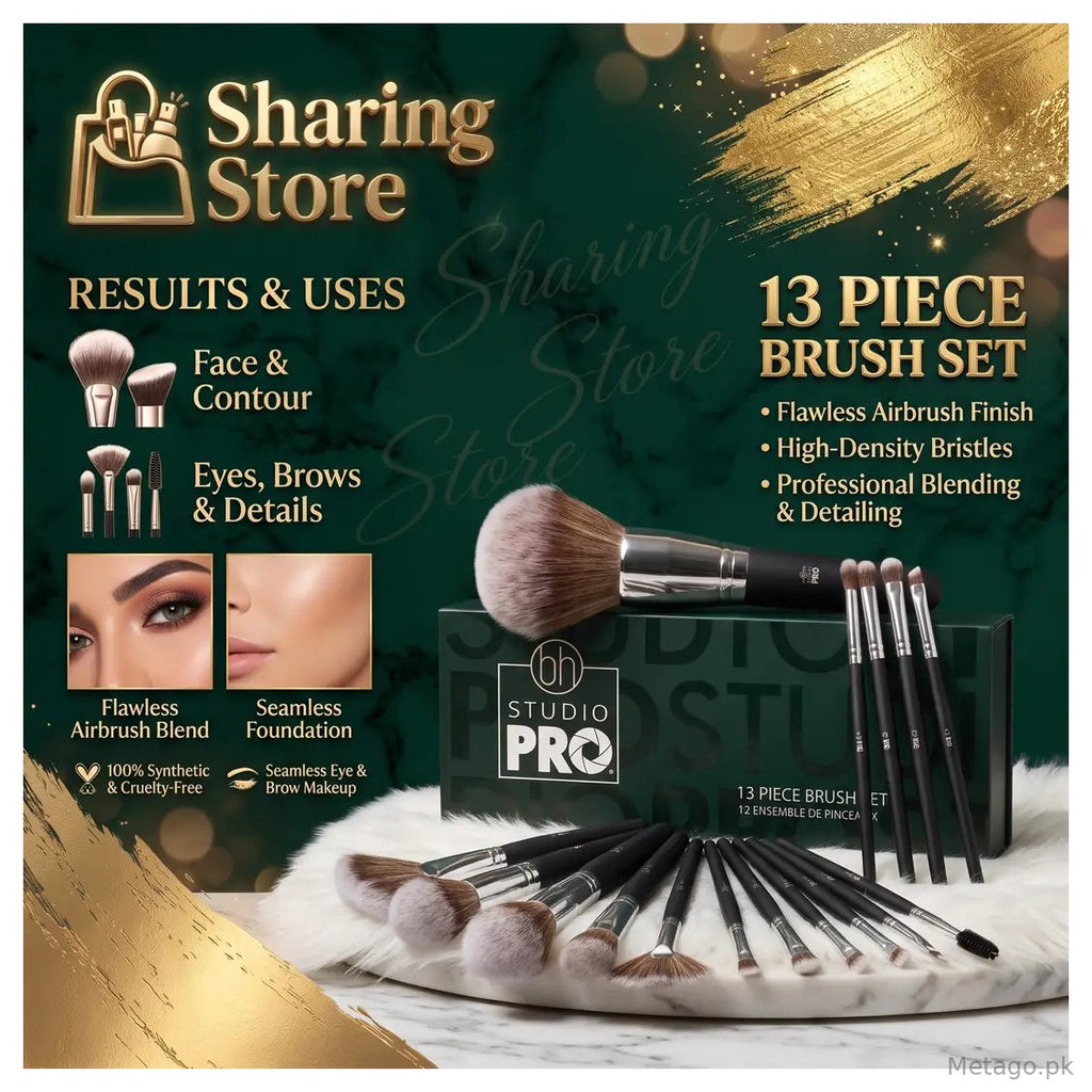 Premium bh Studio Pro 13 Piece Professional Makeup Brush Set