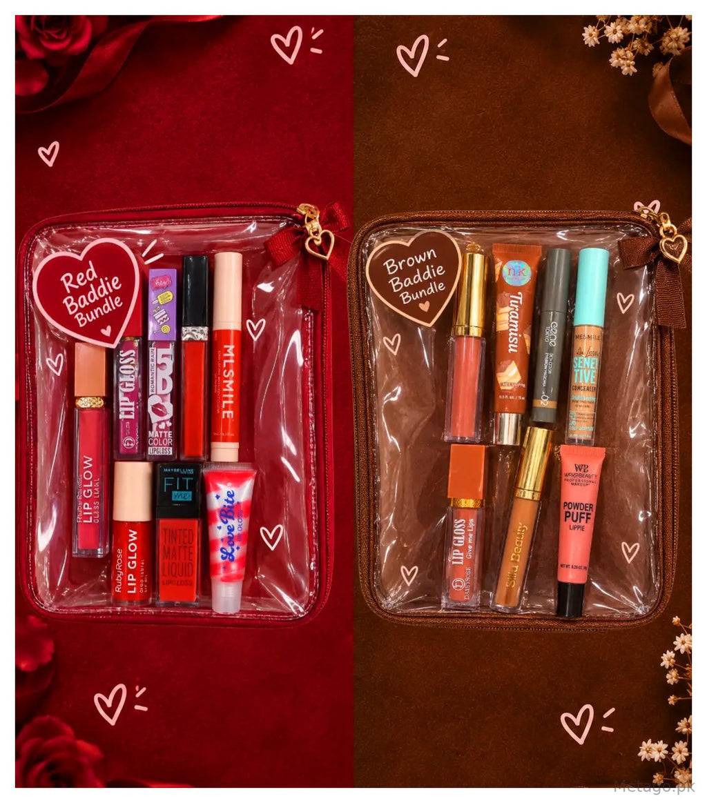 Red And Brown viral TikTok makeup bundle - 7 pcs