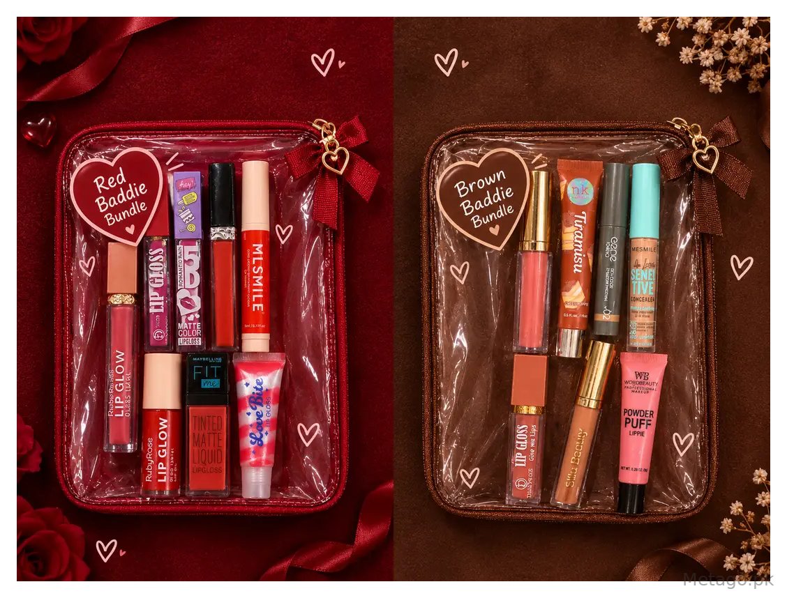 Red And Brown viral TikTok makeup bundle - 7 pcs