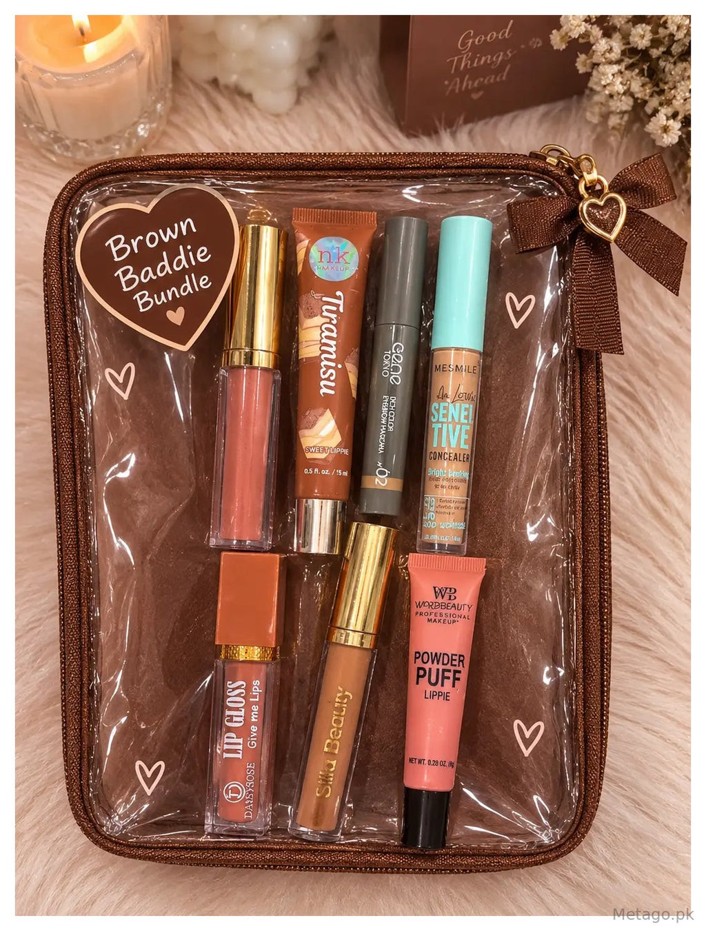 Red And Brown viral TikTok makeup bundle - 7 pcs