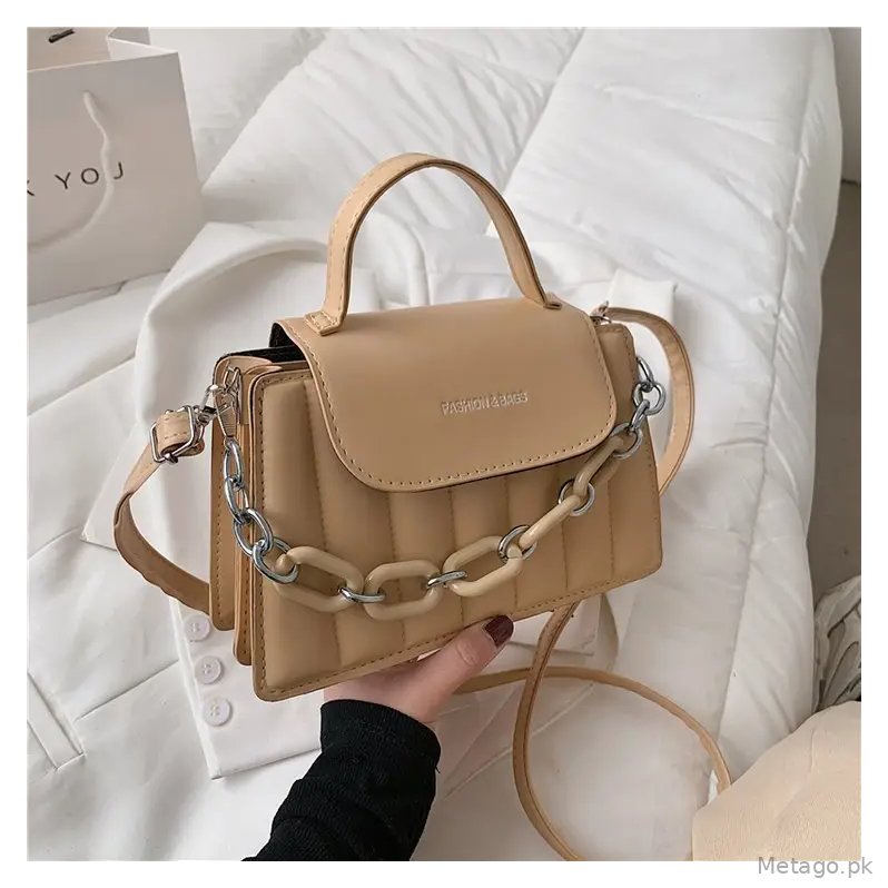 Red Korean Style Mini Shoulder Bag with Thick Chain