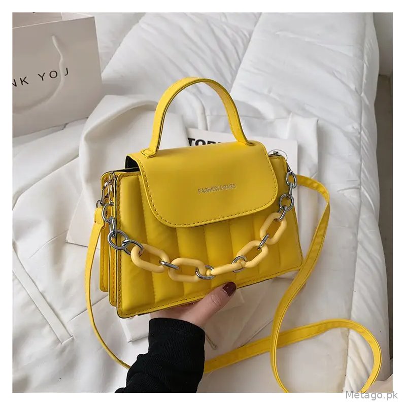 Red Korean Style Mini Shoulder Bag with Thick Chain