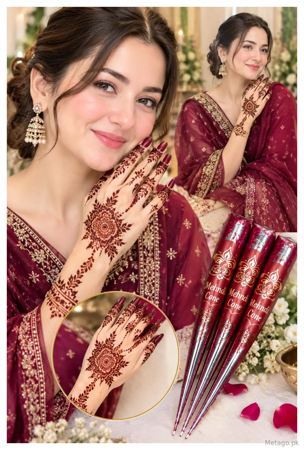 Red Mehndi Cone Party & Bridal, peel off Red Mehndi Pack 6