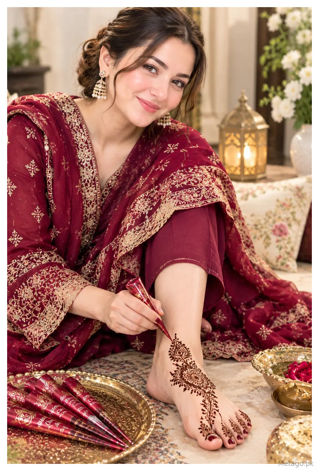 Red Mehndi Cone Party & Bridal, peel off Red Mehndi Pack 6